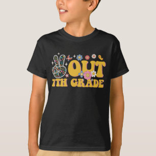 Peace Out 7th Grade Groovy Last Day Of School T-Shirt