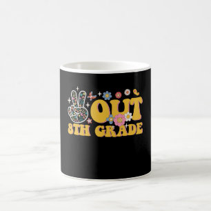 Peace Out 8th Grade Groovy Last Day Of School Coffee Mug