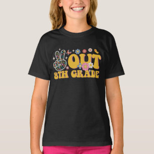 Peace Out 8th Grade Groovy Last Day Of School T-Shirt