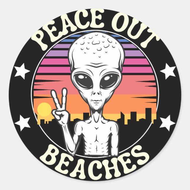 Peace out beaches classic round sticker (Front)