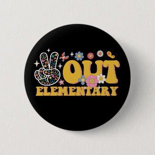 Peace Out Elementary Groovy Last Day Of School 6 Cm Round Badge