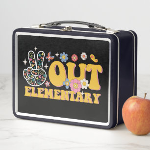 Peace Out Elementary Groovy Last Day Of School Metal Lunch Box