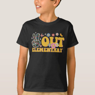 Peace Out Elementary Groovy Last Day Of School T-Shirt