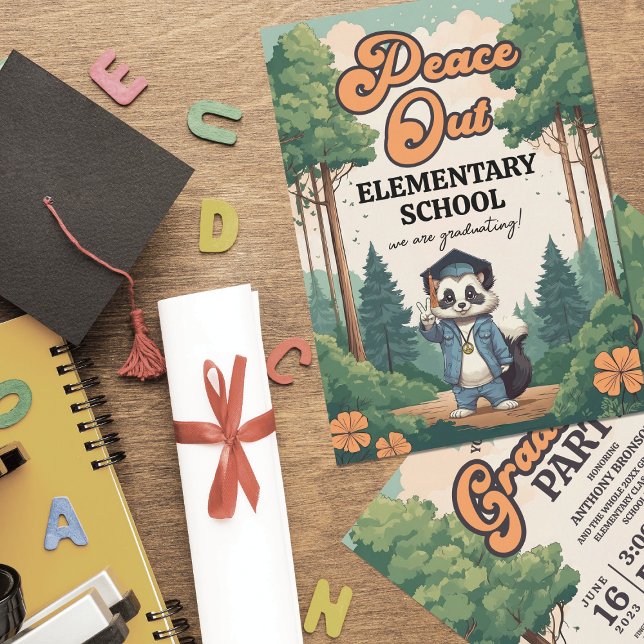 'Peace Out Elementary School' Graduation Party Invitation (Creator Uploaded)