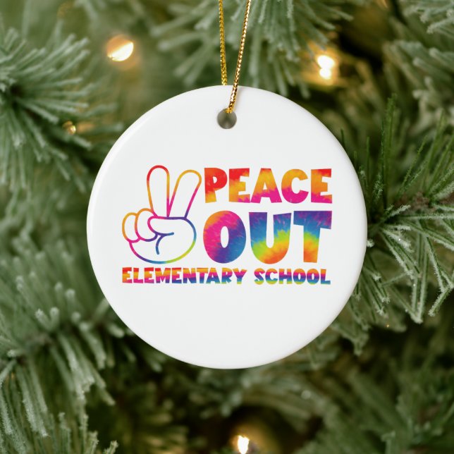Peace Out Elementary School Tie Dye Last Day  Ceramic Tree Decoration (Tree)