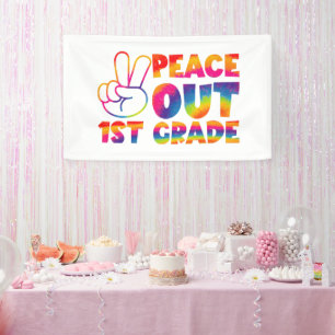 Peace Out First Grade Tie Dye Last Day 1st Grade Banner