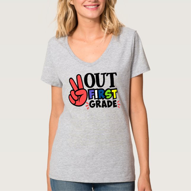 peace out first grade WHITE SCHOOL BOY GIRL T-Shirt (Front)