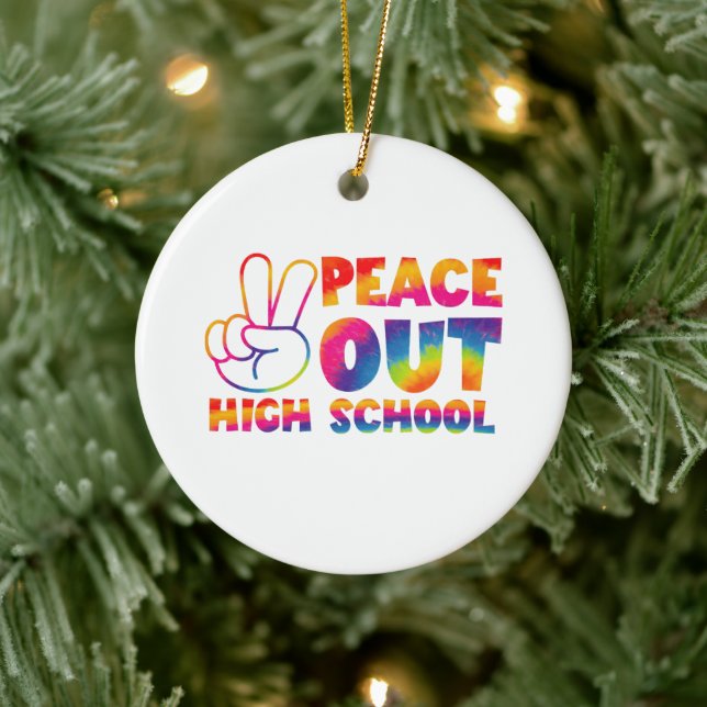 Peace Out High School Tie Dye Last Day Of School Ceramic Tree Decoration (Tree)
