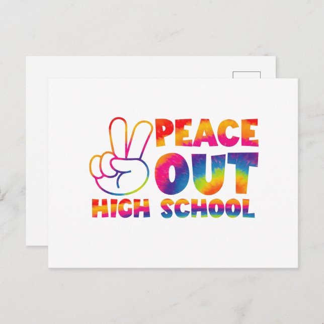 Peace Out High School Tie Dye Last Day Of School Postcard (Front/Back)