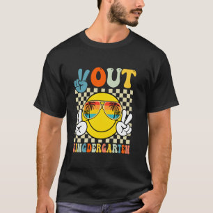 Peace Out Kindergarten Graduation Smile Face Check T-Shirt