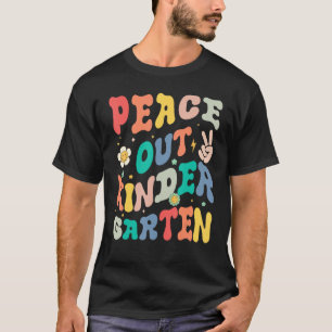 Peace Out Kindergarten Groovy Last Day of School K T-Shirt