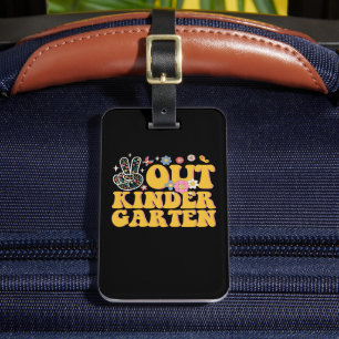 Peace Out Kindergarten Groovy Last Day Of School Luggage Tag