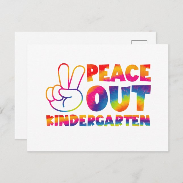 Peace Out Kindergarten Tie Dye Last Day Of School Postcard (Front/Back)