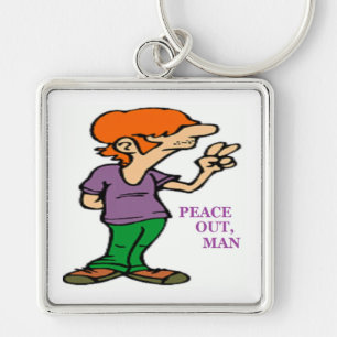 "PEACE OUT, MAN" HIPPIE KEY RING