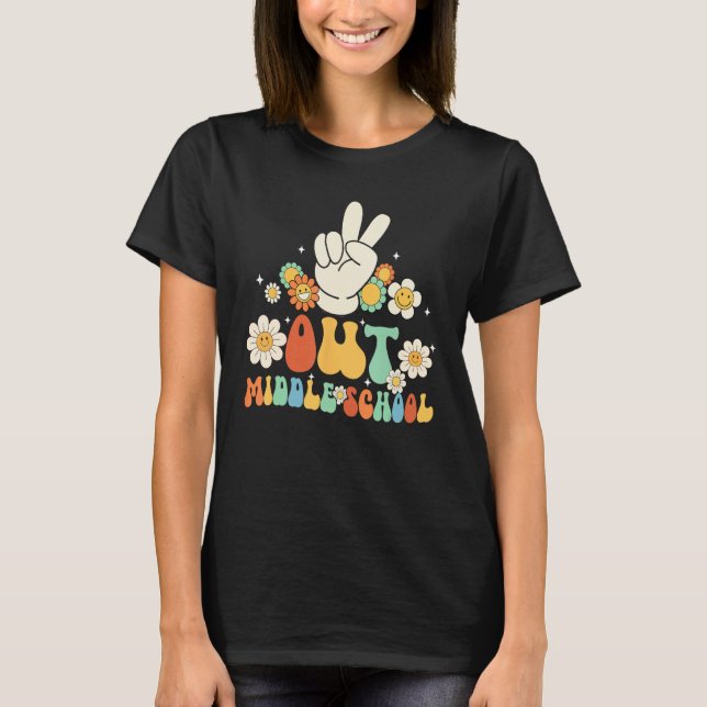 Peace Out Middle School Graduation Graduated Kid T T-Shirt (Front)