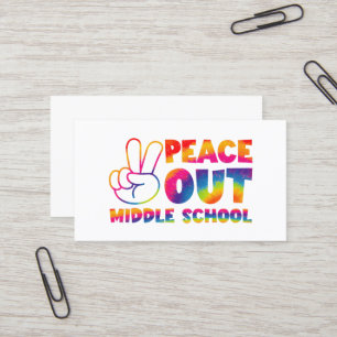 Peace Out Middle School Tie Dye Last Day Of School Business Card