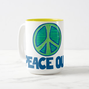 Peace Out Peace Sign                               Two-Tone Coffee Mug