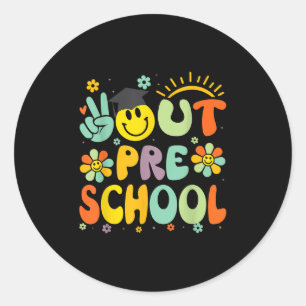Peace Out Preschool Cl Of 2025 Goodbye Graduation  Classic Round Sticker
