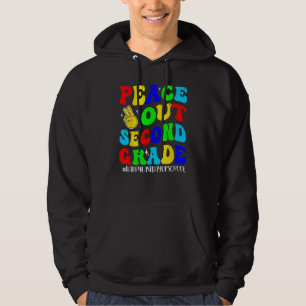 Peace Out Second Grade Cute Groovy Last Day of 2nd Hoodie