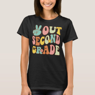 Peace-Out Second Grade Groovy Last Days School 2nd T-Shirt