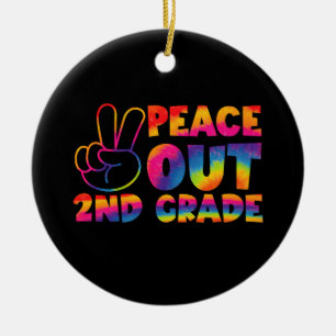 Peace Out Second Grade Tie Dye Last Day 2nd Grade  Ceramic Tree Decoration