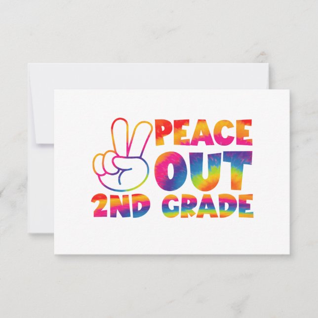 Peace Out Second Grade Tie Dye Last Day 2nd Grade  Thank You Card (Front)
