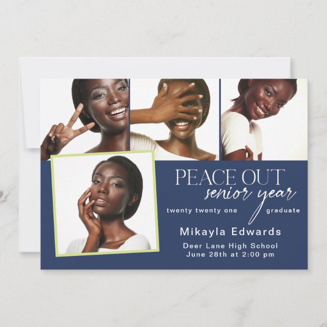 Peace Out Senior Year Graduation Photo Invitation (Front)