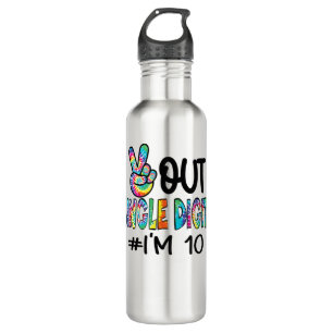 Peace Out Single Digits I'm 10 Birthday Tenth Tie  710 Ml Water Bottle