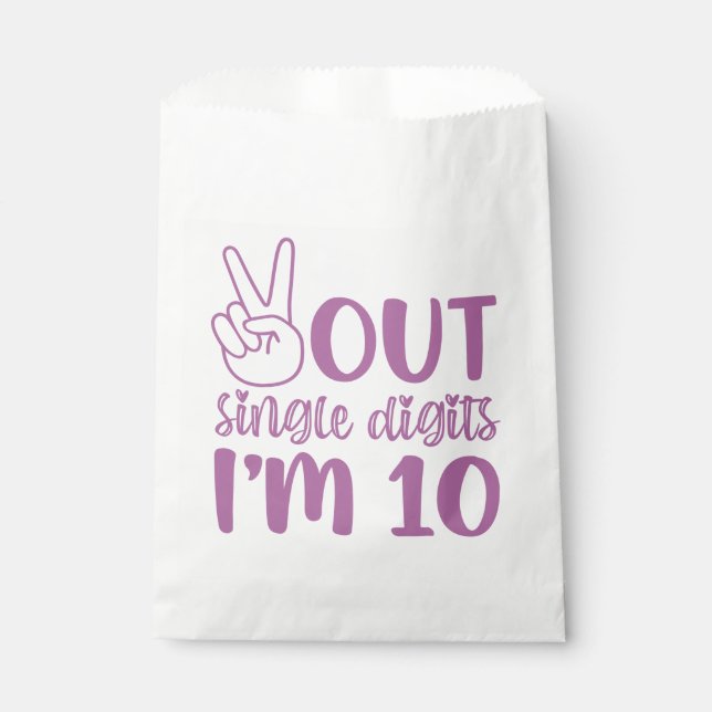 Peace Out Single Digits I'm 10! Favour Bags (Front)