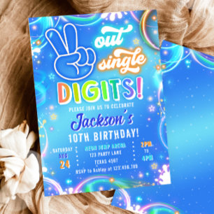 Peace Out Single Digits Neon Glow Boy Birthday Invitation
