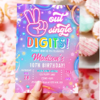 Peace Out Single Digits Neon Glow Girl Birthday
