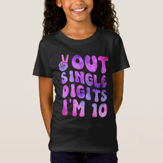 Peace Out Single Digits Retro Groovy 10th Birthday T-Shirt