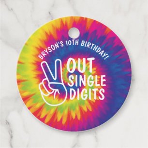 Peace out single digits tie dye 10th Birthday Favour Tags