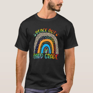 Peace Out Third Grade Leopard Rainbow Third Grade T-Shirt