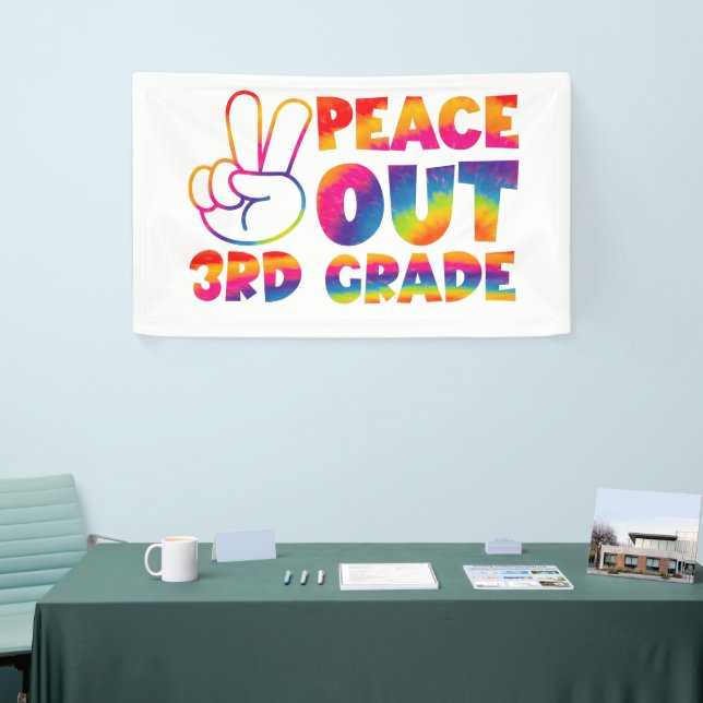 Peace Out Third Grade Tie Dye Last Day 3rd Grade  Banner (Tradeshow)