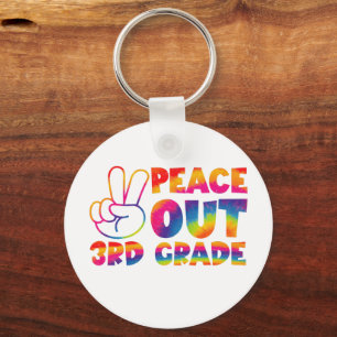 Peace Out Third Grade Tie Dye Last Day 3rd Grade  Key Ring