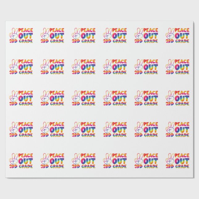 Peace Out Third Grade Tie Dye Last Day 3rd Grade  Wrapping Paper (Flat)