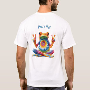Peace Out Tie-Dye Frog Custom Hippie Yoga Funny  T-Shirt