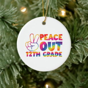 Peace Out Twelfth Grade Tie Dye 12th Grade  Ceramic Tree Decoration