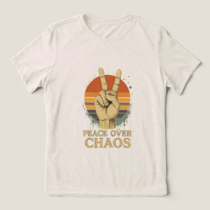 Peace Over Chaos – Retro Sunset Statement T-Shirt Tri-Blend Shirt