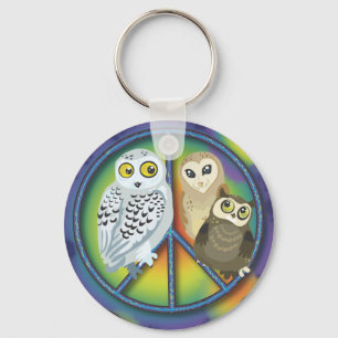 Peace Owl~keychain Key Ring