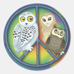 Peace Owl~stickers Classic Round Sticker
