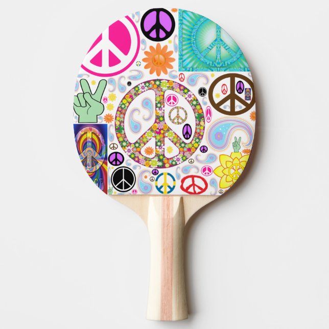 Peace & Paisley Collage Ping Pong Paddle (Front)