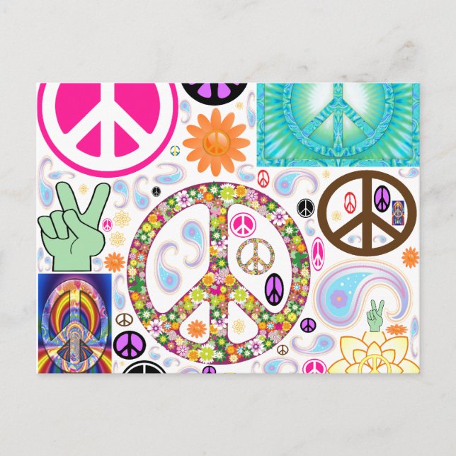 Peace & Paisley Collage Postcard (Front)
