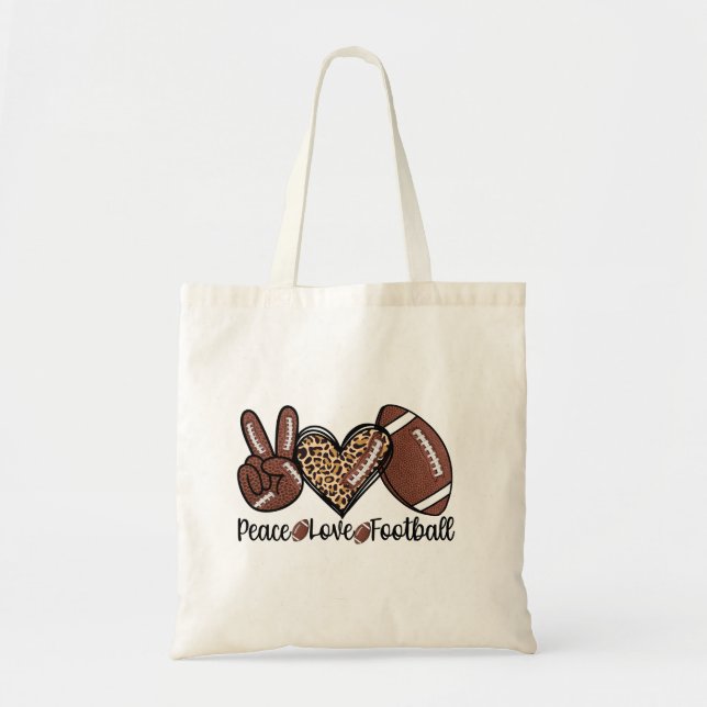 Peace Peace Love Football USA – Patriotic Sports Tote Bag (Front)