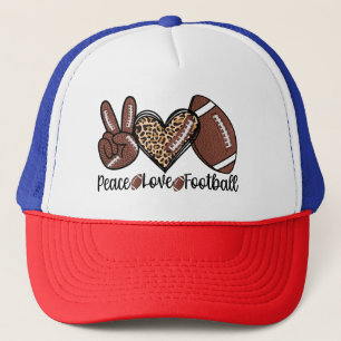 Peace Peace Love Football USA – Patriotic Sports Trucker Hat