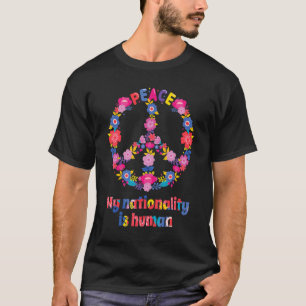 Peace Peace Saying with Flowers Peace Symbol for M T-Shirt