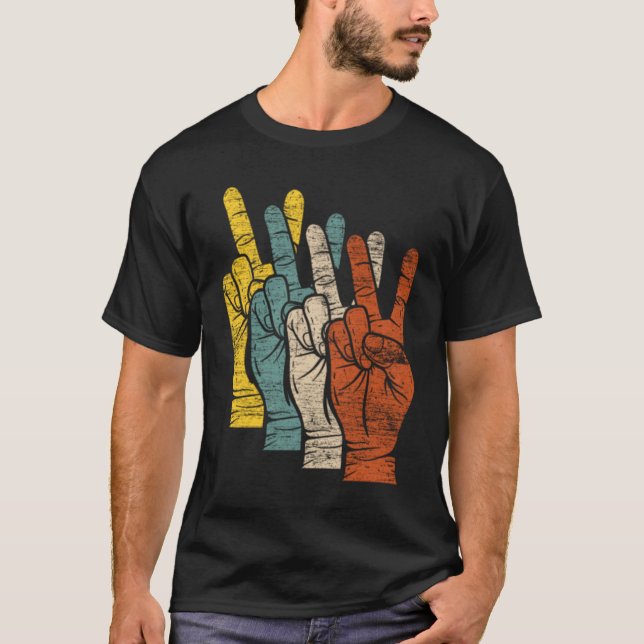 Peace Peace Sign Hands T-Shirt (Front)