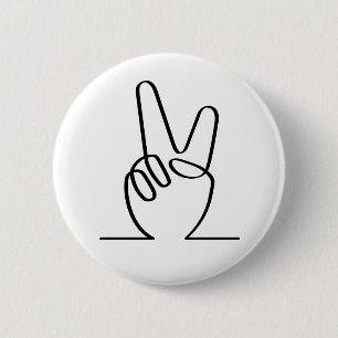 Peace peace symbol. V fingers for freedom. 6 Cm Round Badge