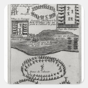 Peace pipe dance of the Iroquois Square Sticker